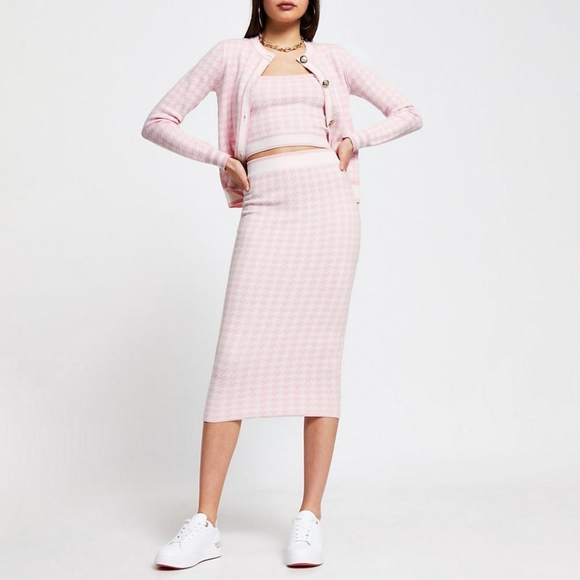 River Island pink houndstooth dogtooth 